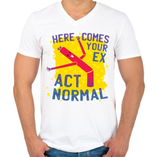 PRINTFASHION Amikor az exemet meglátom - Férfi V-nyakú póló - Fehér férfi póló