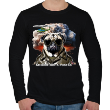 PRINTFASHION amikor jön a postás - mopsz - Férfi hosszú ujjú póló - Fekete férfi póló