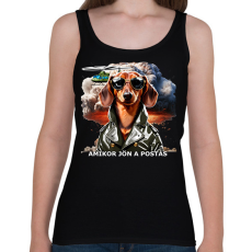 PRINTFASHION amikor jön a postás - TACSKÓ #2 - Női atléta - Fekete