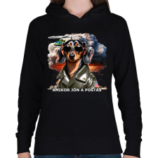 PRINTFASHION amikor jön a postás - TACSKÓ - Női kapucnis pulóver - Fekete női pulóver, kardigán