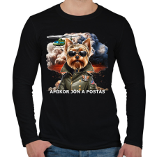 PRINTFASHION amikor jön a postás - YORKIE - Férfi hosszú ujjú póló - Fekete férfi póló