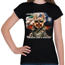 PRINTFASHION amikor jön a postás - YORKIE - Női póló - Fekete női póló