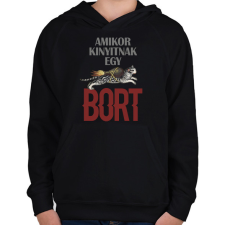 PRINTFASHION Amikor kinyitnak egy bort - Gyerek kapucnis pulóver - Fekete gyerek pulóver, kardigán