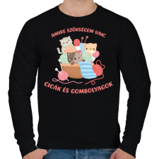 PRINTFASHION Amire szükségem van: Cicák és gombolyagok - Férfi pulóver - Fekete férfi pulóver, kardigán