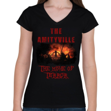 PRINTFASHION amityville home of terror - Női V-nyakú póló - Fekete női póló