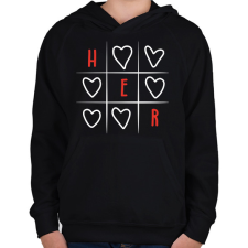 PRINTFASHION Amőba - Her - Gyerek kapucnis pulóver - Fekete gyerek pulóver, kardigán