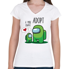 PRINTFASHION Among us adopt a mini crewmate - Női V-nyakú póló - Fehér női póló