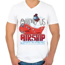 PRINTFASHION Among us airship 2021 - Férfi V-nyakú póló - Fehér férfi póló