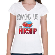 PRINTFASHION Among us airship - Női V-nyakú póló - Fehér