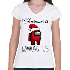 PRINTFASHION Among Us Christmas - Női V-nyakú póló - Fehér