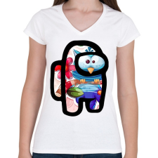 PRINTFASHION Among Us - Cuki Bagoly - Női V-nyakú póló - Fehér női póló