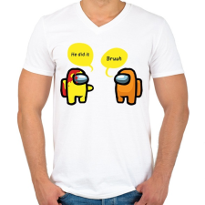 PRINTFASHION Among us - Férfi V-nyakú póló - Fehér férfi póló