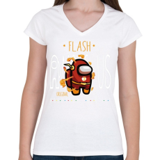 PRINTFASHION Among us Flash premium skin set - Női V-nyakú póló - Fehér