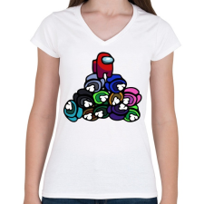 PRINTFASHION Among Us - Győztes - Női V-nyakú póló - Fehér női póló