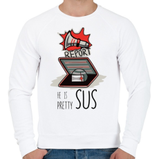 PRINTFASHION Among us - he is pretty sus - Férfi pulóver - Fehér