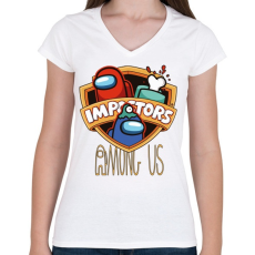 PRINTFASHION Among us - impostors among us - Női V-nyakú póló - Fehér