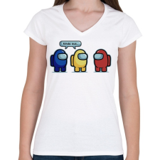 PRINTFASHION Among us kinda SUS - Női V-nyakú póló - Fehér női póló