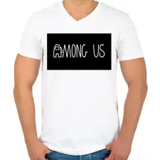 PRINTFASHION Among us logo - Férfi V-nyakú póló - Fehér férfi póló