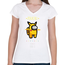 PRINTFASHION Among us Pikachu 2 premium skin set - Női V-nyakú póló - Fehér női póló