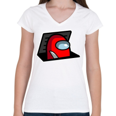 PRINTFASHION among us: red impostor - Női V-nyakú póló - Fehér