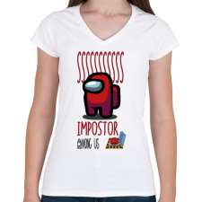 PRINTFASHION Among us sssss impostor - Női V-nyakú póló - Fehér női póló