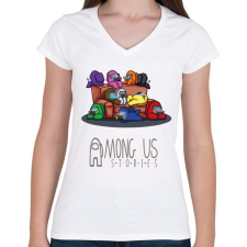 PRINTFASHION Among us stories - crewmates  - Női V-nyakú póló - Fehér női póló