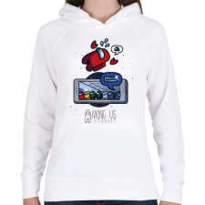 PRINTFASHION Among us stories - Női kapucnis pulóver - Fehér női pulóver, kardigán