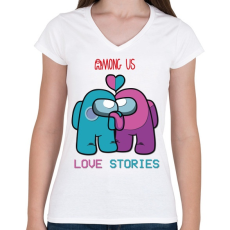 PRINTFASHION Among us szerelem - Love stories - Női V-nyakú póló - Fehér