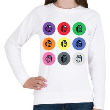 PRINTFASHION Among us - Színes crewmates - Női pulóver - Fehér női pulóver, kardigán