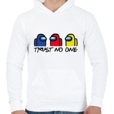 PRINTFASHION Among us trust no one - ne bízz senkiben  - Férfi kapucnis pulóver - Fehér