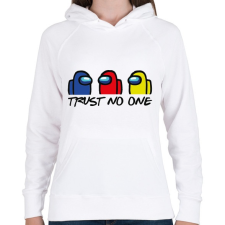 PRINTFASHION Among us trust no one - ne bízz senkiben  - Női kapucnis pulóver - Fehér női pulóver, kardigán