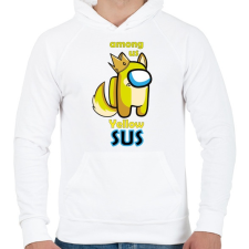 PRINTFASHION Among us Yellow sus  - Férfi kapucnis pulóver - Fehér férfi pulóver, kardigán