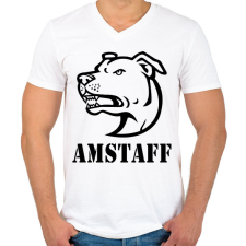 PRINTFASHION Amstaff 02 - Férfi V-nyakú póló - Fehér férfi póló