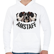 PRINTFASHION amstaff - Férfi kapucnis pulóver - Fehér