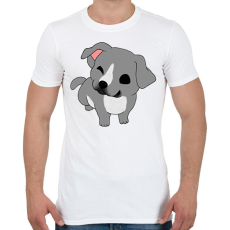 PRINTFASHION Amstaff/pitbull kutyus (szürke) - Férfi póló - Fehér