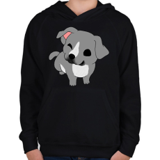 PRINTFASHION Amstaff/pitbull kutyus (szürke) - Gyerek kapucnis pulóver - Fekete