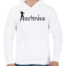 PRINTFASHION amsterdam-black-white - Férfi kapucnis pulóver - Fehér férfi pulóver, kardigán