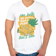 PRINTFASHION Ananász - Férfi V-nyakú póló - Fehér férfi póló