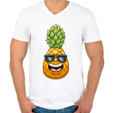 PRINTFASHION Ananász  - Férfi V-nyakú póló - Fehér