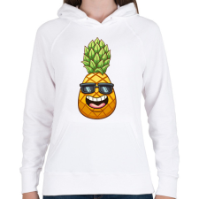 PRINTFASHION Ananász  - Női kapucnis pulóver - Fehér női pulóver, kardigán