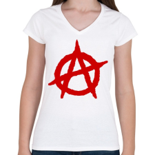 PRINTFASHION Anarchia - Női V-nyakú póló - Fehér női póló