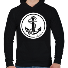 PRINTFASHION anchor - Férfi kapucnis pulóver - Fekete férfi pulóver, kardigán