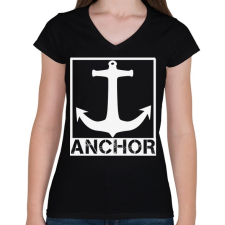 PRINTFASHION Anchor - Női V-nyakú póló - Fekete női póló