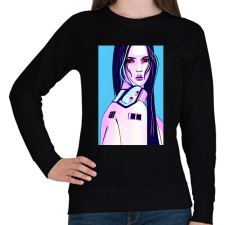 PRINTFASHION Android-ember-lány-absztrakt_1 - Női pulóver - Fekete női pulóver, kardigán