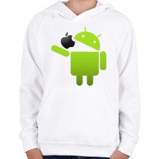 PRINTFASHION Android megeszi az almát - Gyerek kapucnis pulóver - Fehér