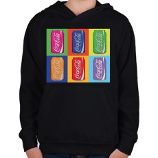PRINTFASHION Andy Warhol - Coca cola - Gyerek kapucnis pulóver - Fekete