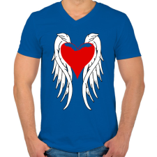 PRINTFASHION Angel - Férfi V-nyakú póló - Királykék férfi póló