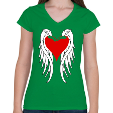 PRINTFASHION Angel - Női V-nyakú póló - Zöld női póló