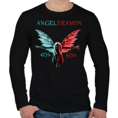 PRINTFASHION Angel vs deamon - Férfi hosszú ujjú póló - Fekete