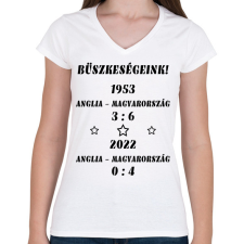 PRINTFASHION Anglia - Magyarország fekete - Női V-nyakú póló - Fehér női póló
